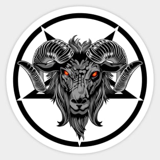 Satanic pentagram, baphomet,goat devil Sticker